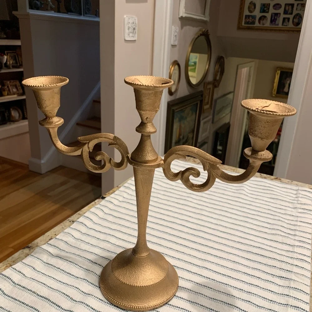 Gold Three Branches Candelabra